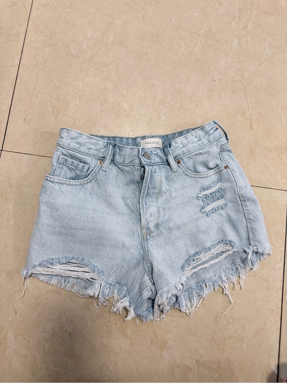 PacSun Light Wash Distressed Denim Cutoff Shorts - Light Blue